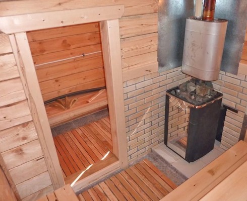 Установка металлических банных печей